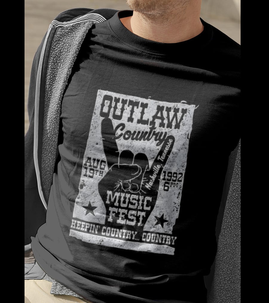 Outlaw Country Music Fest Aug 19th 1992 Nashville Tennessee Keepin Country Country T-Shirt