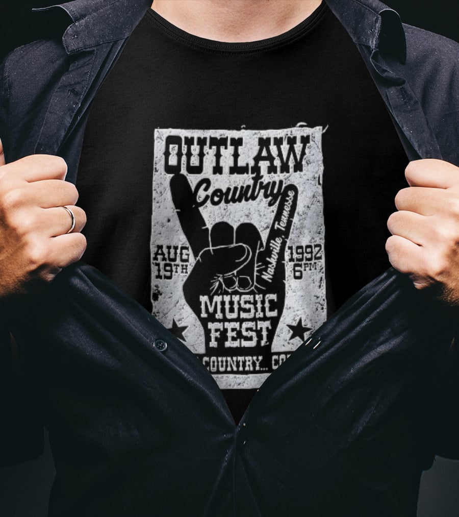Outlaw Country Music Fest Aug 19th 1992 Nashville Tennessee Keepin Country Country T-Shirt