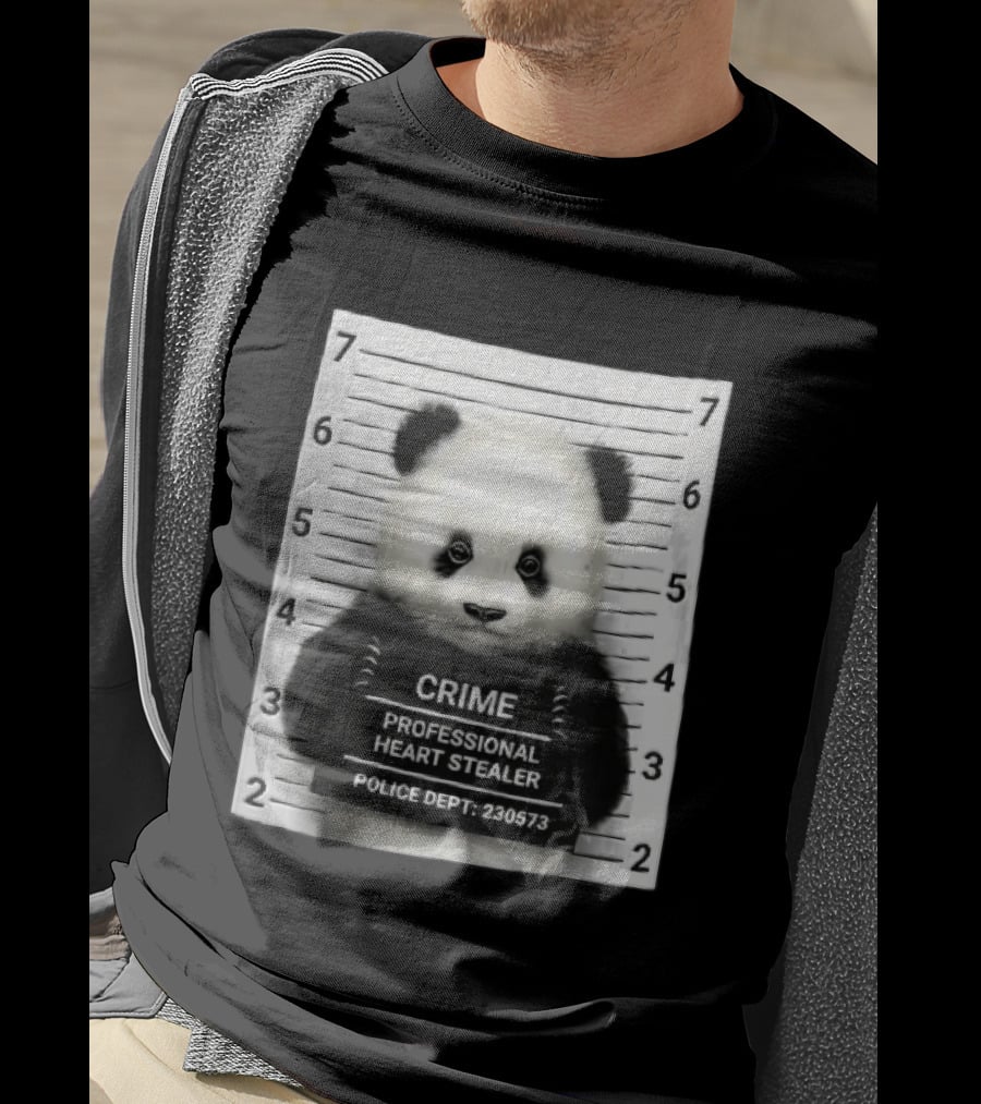 Panda Crime Professional Heart Stealer Police Dept 230573 Shot Lineup T-Shirt