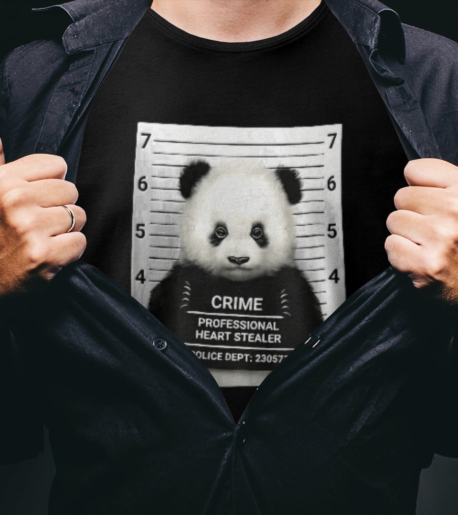 Panda Crime Professional Heart Stealer Police Dept 230573 Shot Lineup T-Shirt