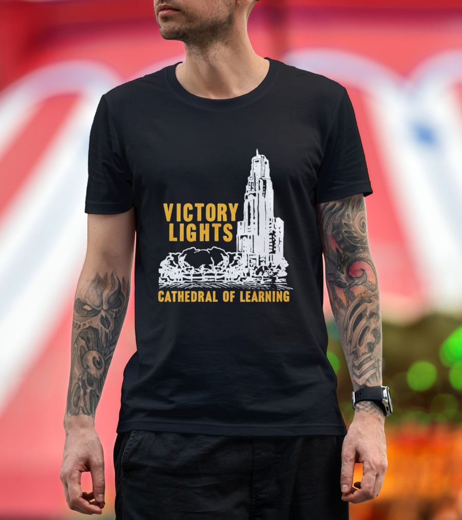 Victory Lights Cathedral Of Learning Pittsburgh Panthers T-Shirt