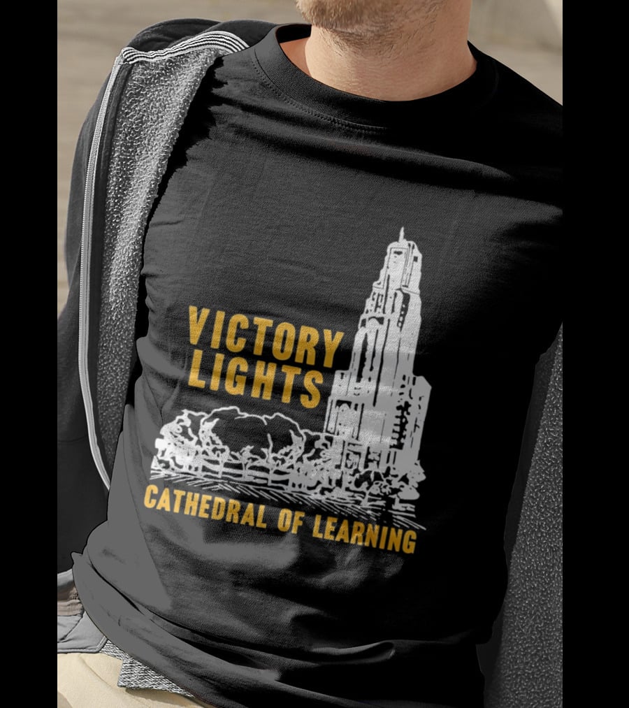Victory Lights Cathedral Of Learning Pittsburgh Panthers T-Shirt