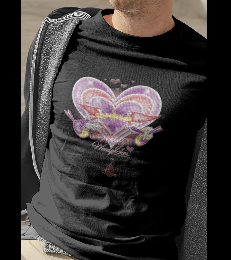 Winnie Woodpecker Woody Kissing Cartoon Birds Heart T-Shirt