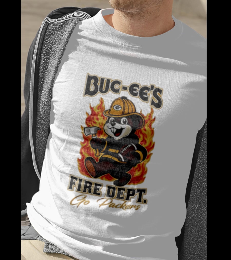 Buc Ee's Fire Dept Go Packers Axe Football Helmet T-Shirt
