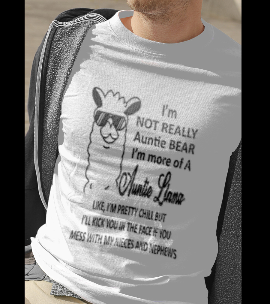 Im Not Really Auntie Bear More Of A Llama Like Pretty Chill But Ill Kick You In The Face If Mess With My Nieces T-Shirt