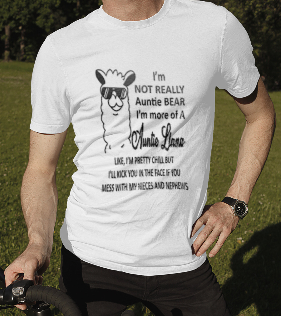 Im Not Really Auntie Bear More Of A Llama Like Pretty Chill But Ill Kick You In The Face If Mess With My Nieces T-Shirt