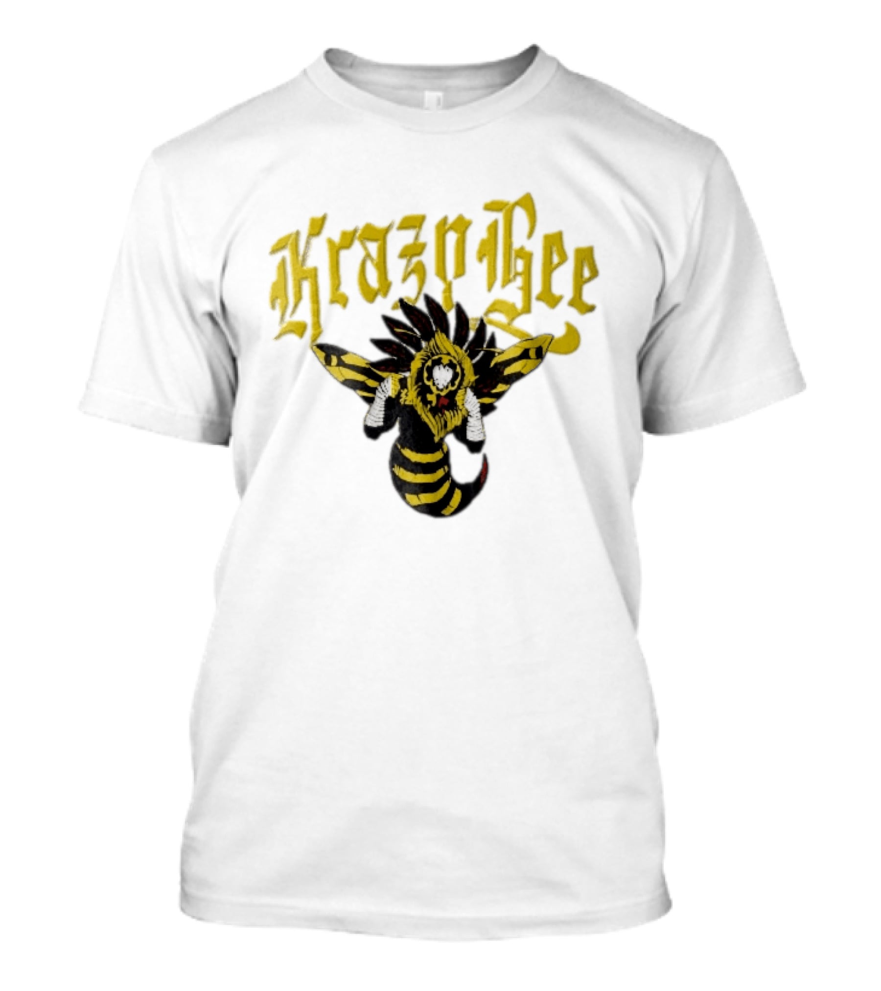Krazy Bee Fighter Yellow Black Illustrated Bee T-Shirt