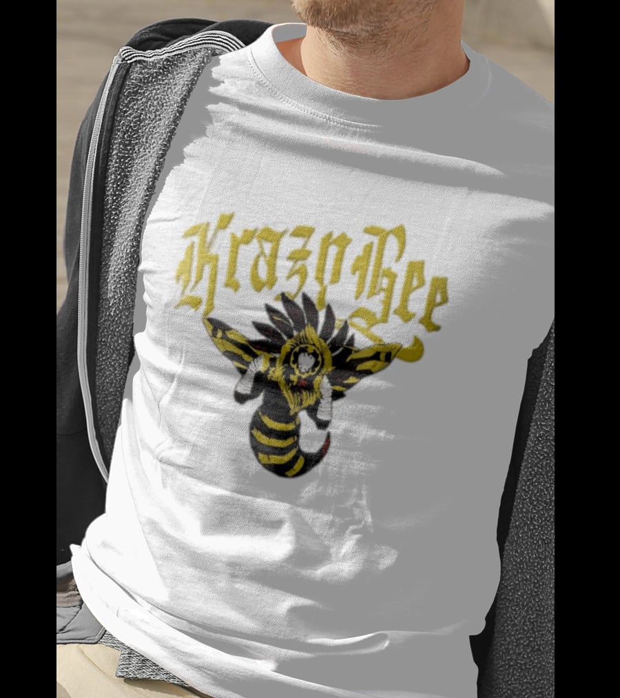 Krazy Bee Fighter Yellow Black Illustrated Bee T-Shirt