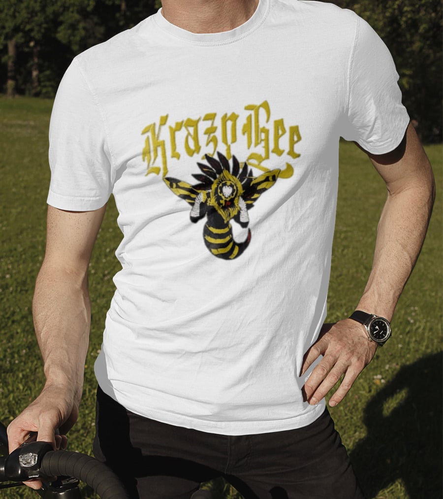 Krazy Bee Fighter Yellow Black Illustrated Bee T-Shirt