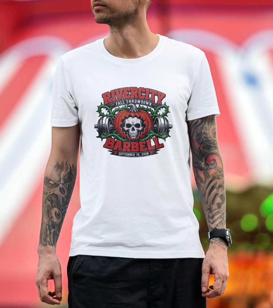 Rivercity Fall Throwdown Skull Pumpkin Barbell September 19 2026 T-Shirt