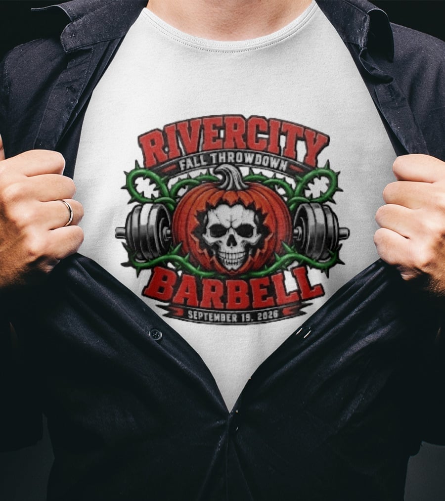 Rivercity Fall Throwdown Skull Pumpkin Barbell September 19 2026 T-Shirt