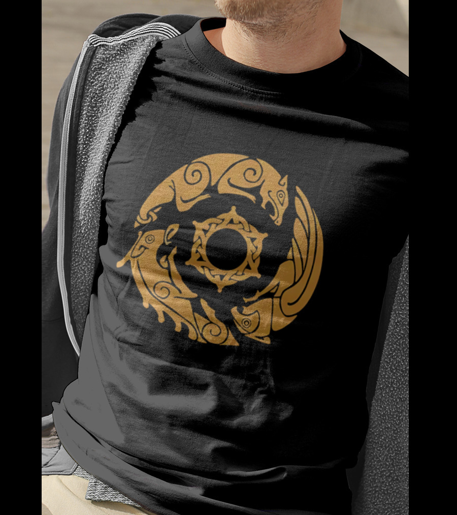 Crimson Desert Crest Zodiac Animal Wheel T-Shirt