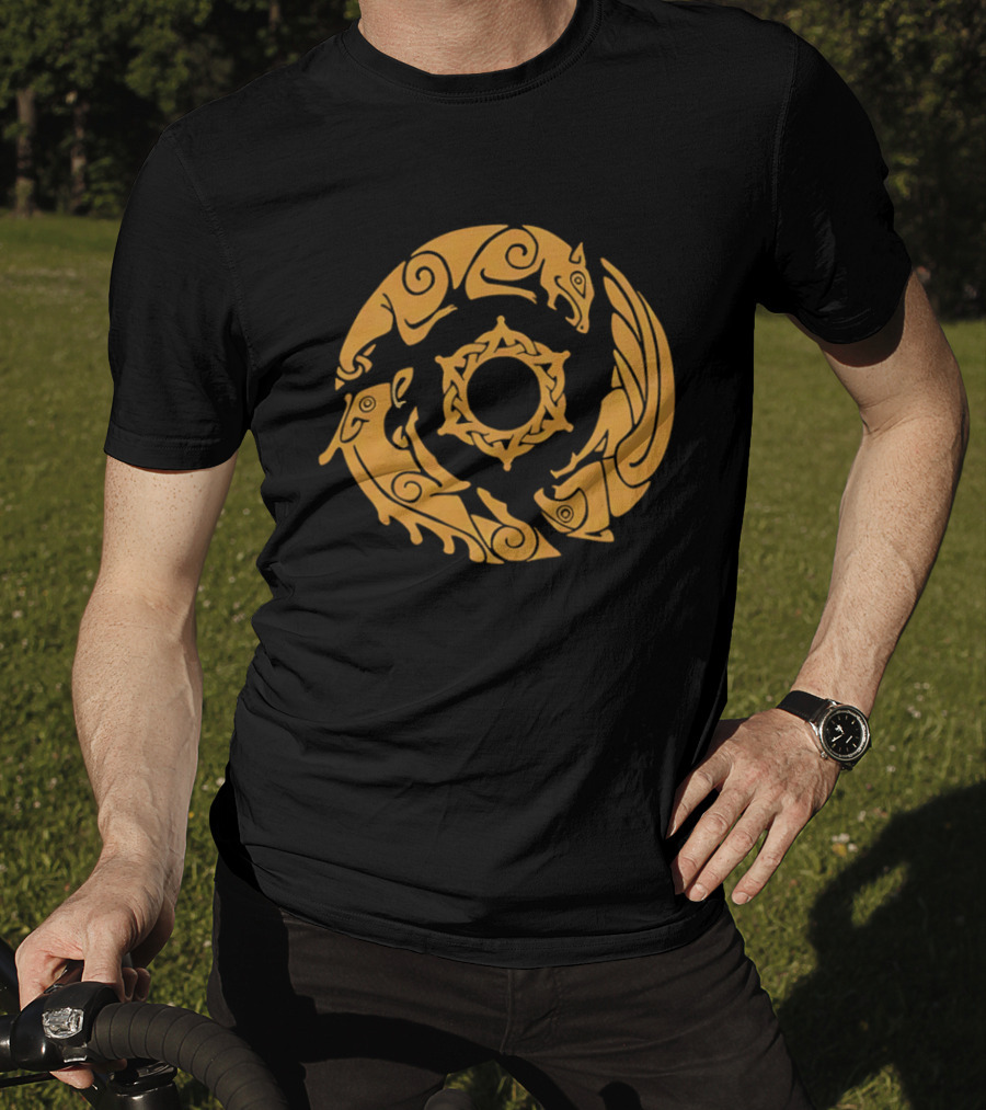 Crimson Desert Crest Zodiac Animal Wheel T-Shirt