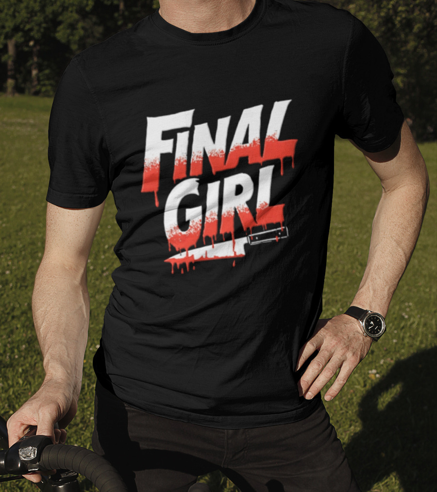 Final Girl Dripping Blood Kitchen Knife Horror Slasher T-Shirt
