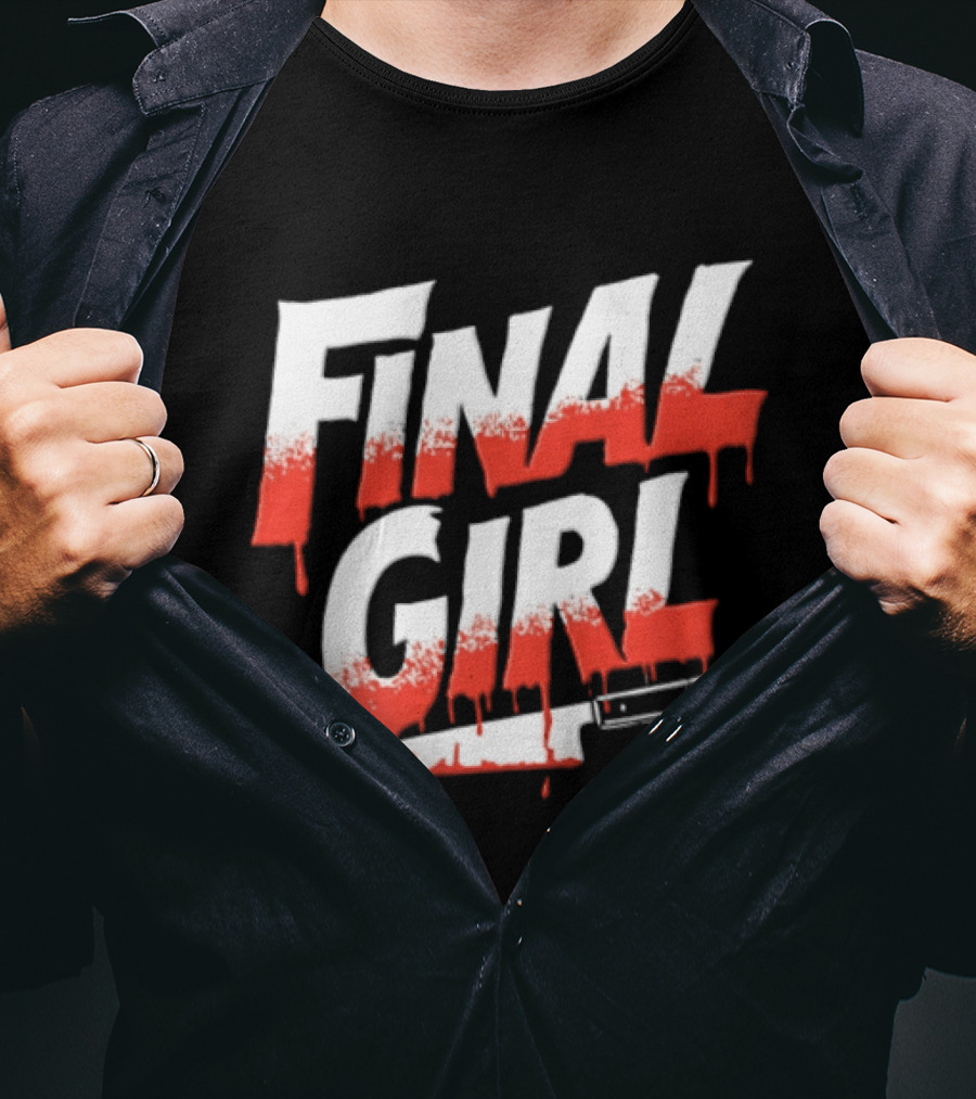 Final Girl Dripping Blood Kitchen Knife Horror Slasher T-Shirt