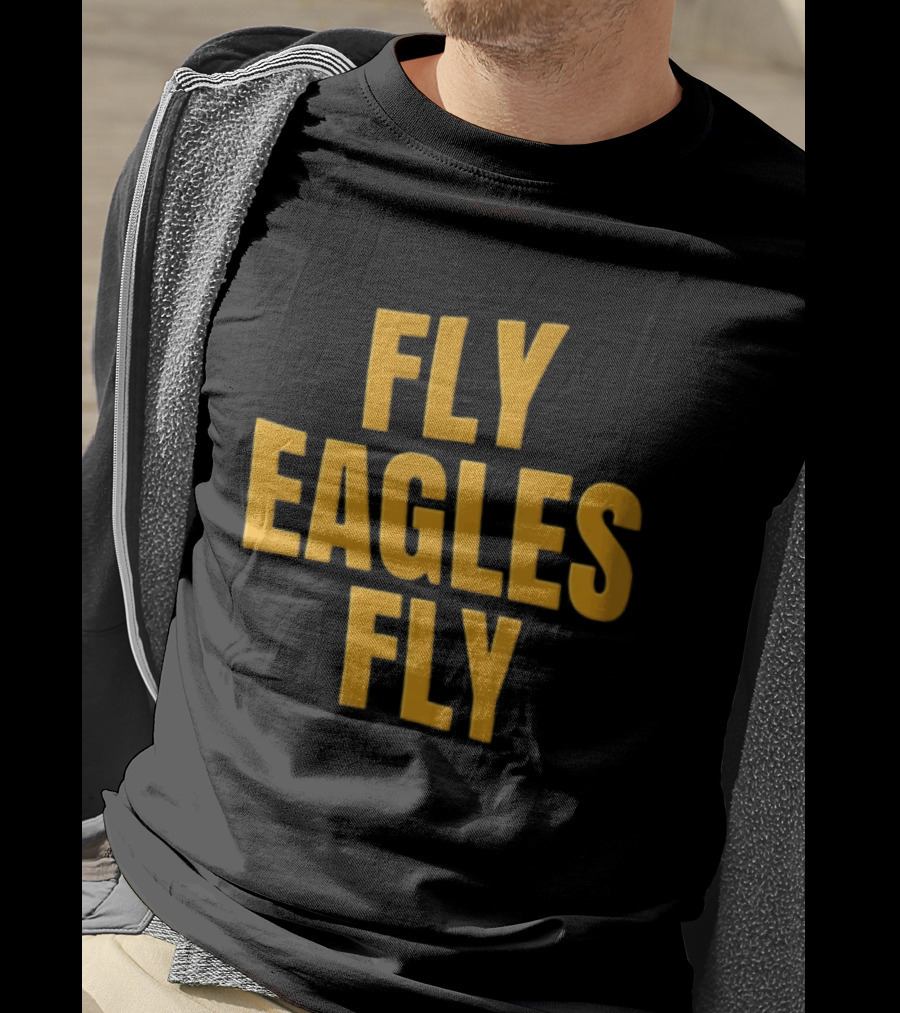 Fly Eagles Fly Philadelphia Yellow Stacked T-Shirt
