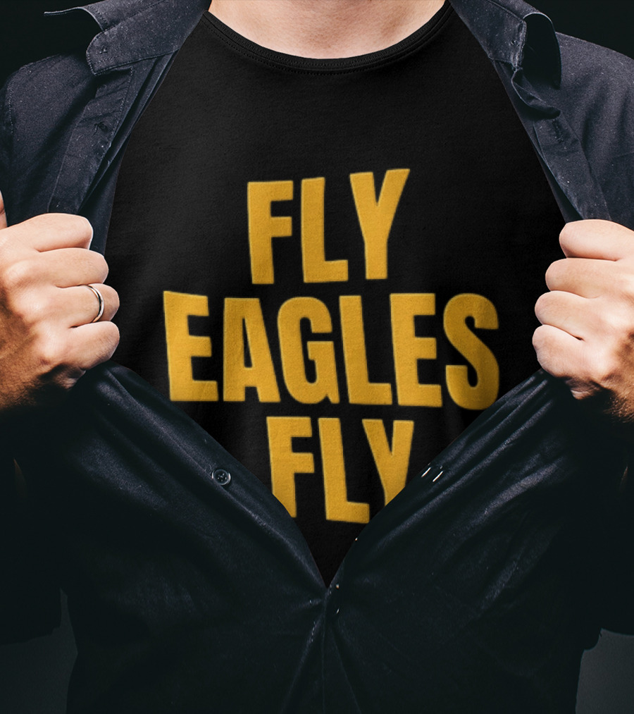 Fly Eagles Fly Philadelphia Yellow Stacked T-Shirt