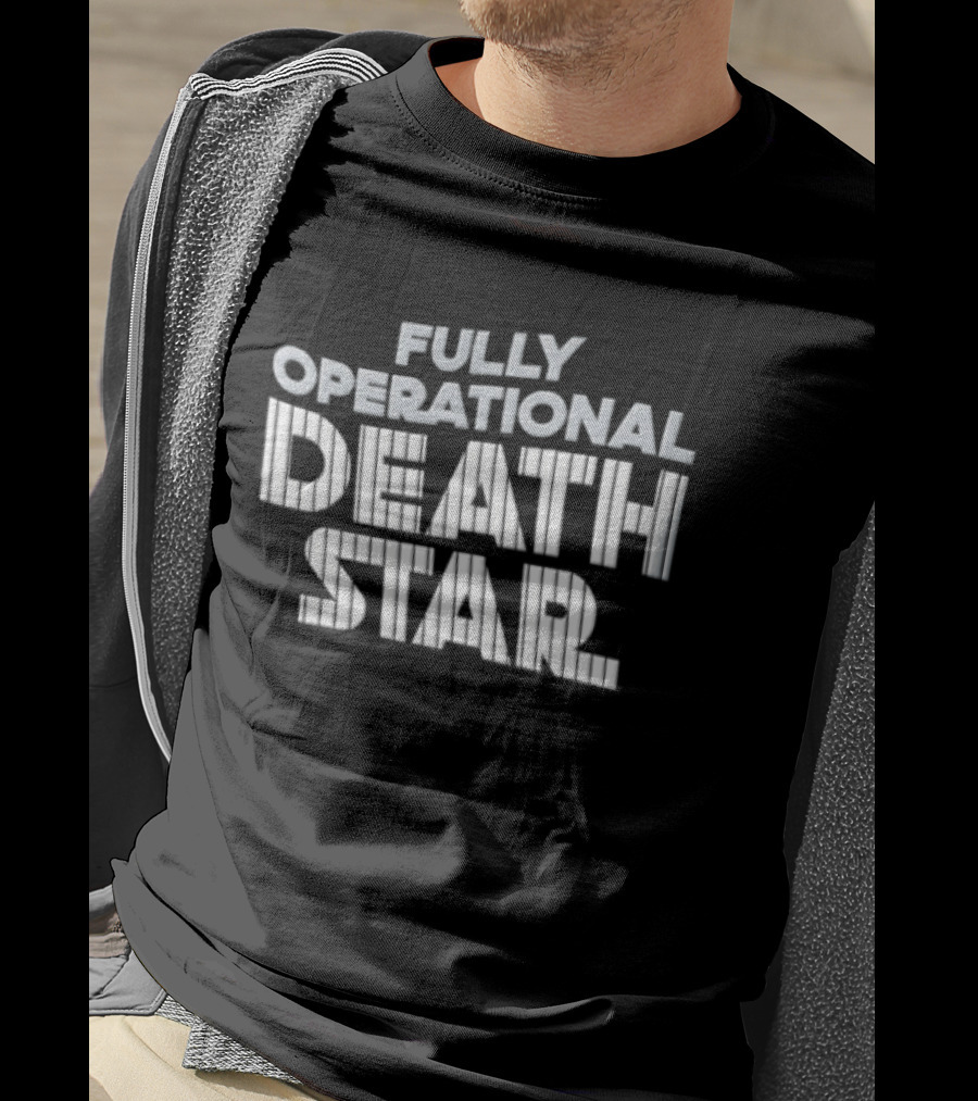 Death Star Fully Operational Pinstripe Lettering Roto Wear T-Shirt
