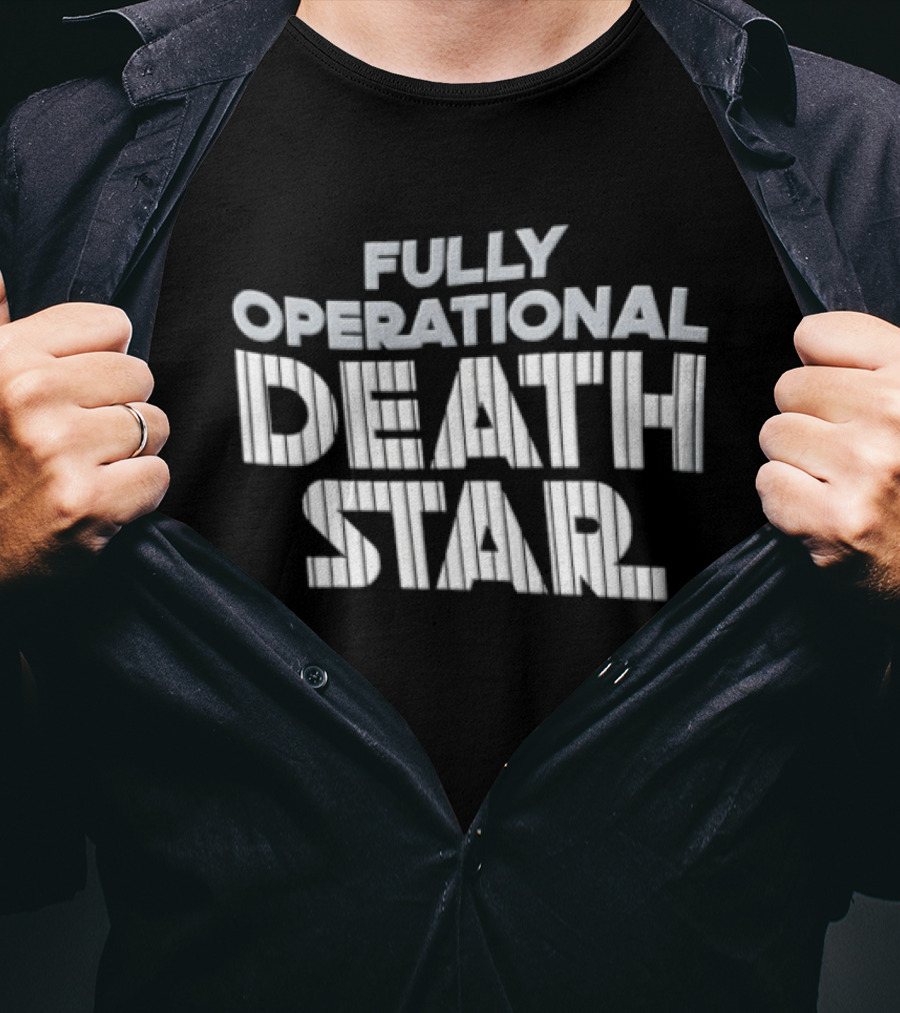 Death Star Fully Operational Pinstripe Lettering Roto Wear T-Shirt