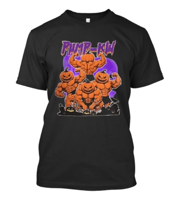 Pump Kin Muscular Jack O Lantern Bodybuilders Halloween Gravestones T-Shirt