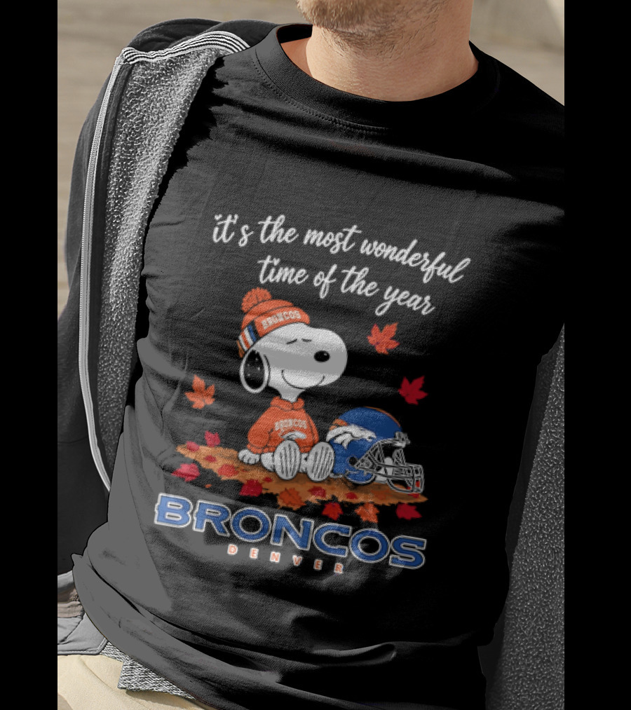 Snoopy Broncos Denver It's The Most Wonderful Time Of The Year Autumn Football T-Shirt