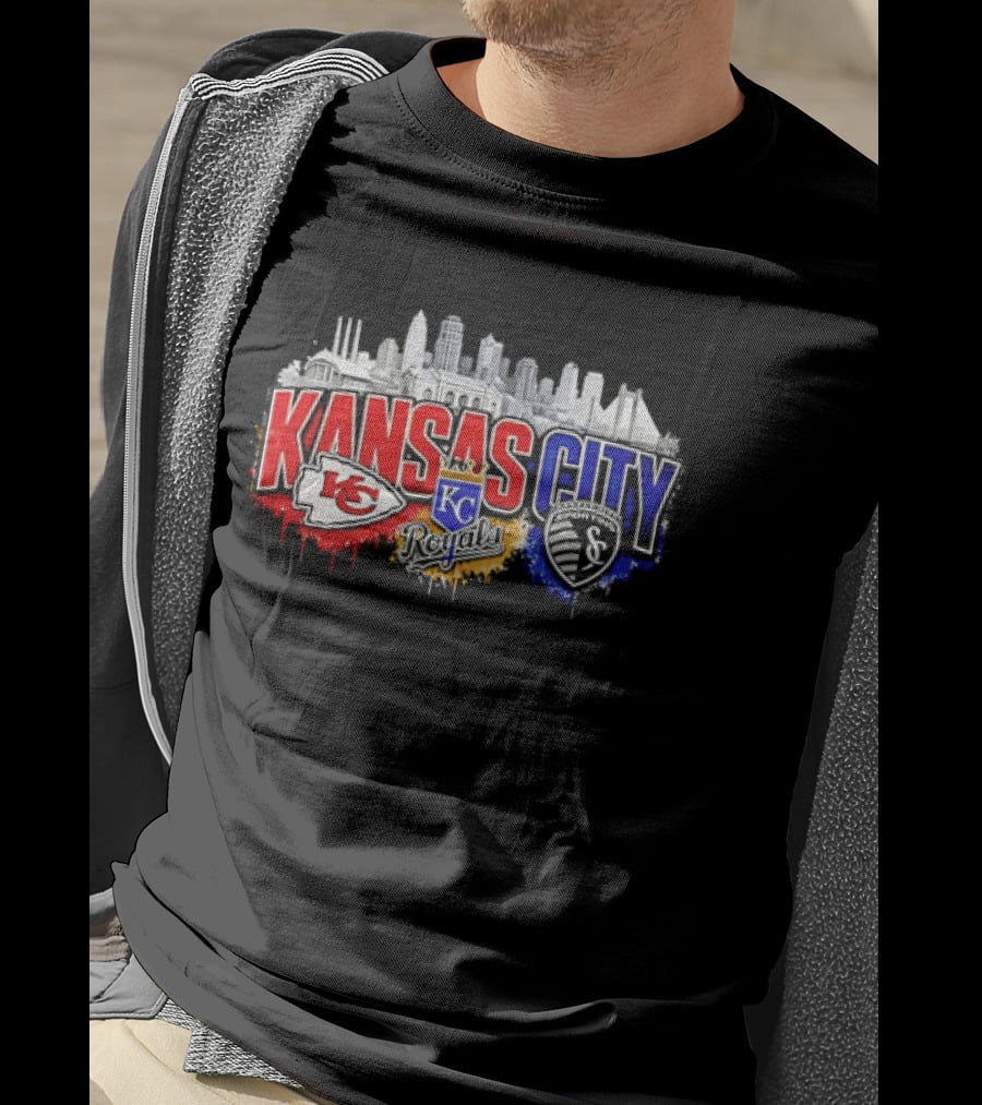 Kansas City Chiefs Royals Sporting KC Skyline Fan T-Shirt