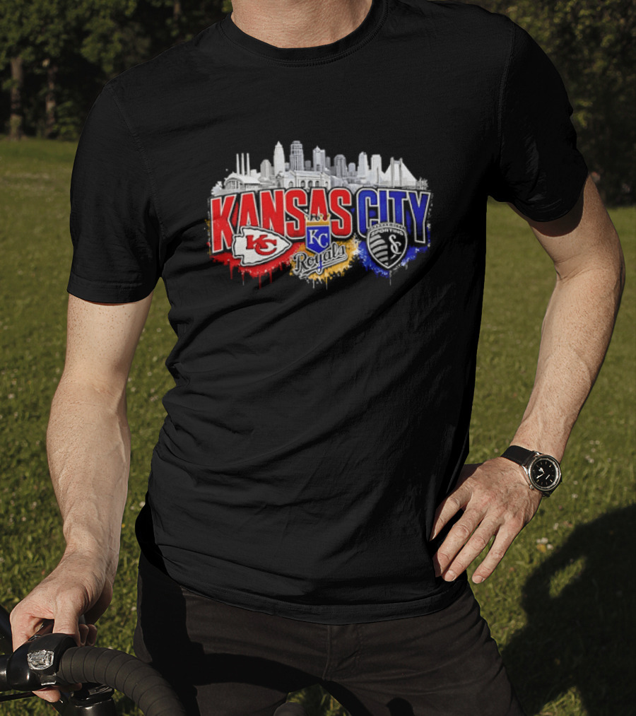 Kansas City Chiefs Royals Sporting KC Skyline Fan T-Shirt