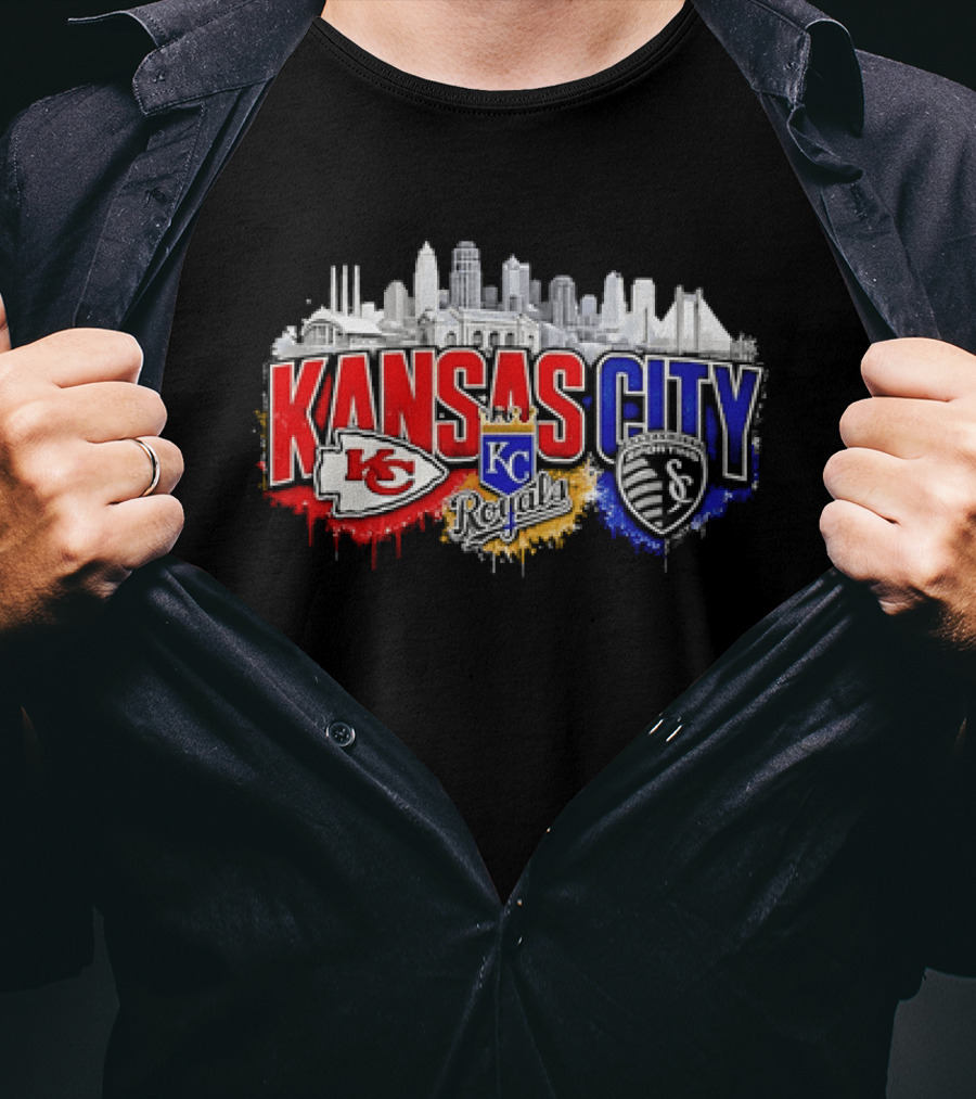 Kansas City Chiefs Royals Sporting KC Skyline Fan T-Shirt