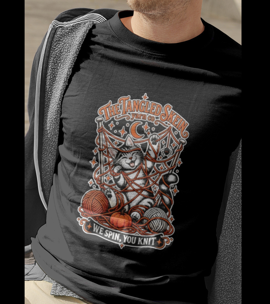 The Tangled Skein Yarn Co Cat We Spin You Knit T-Shirt