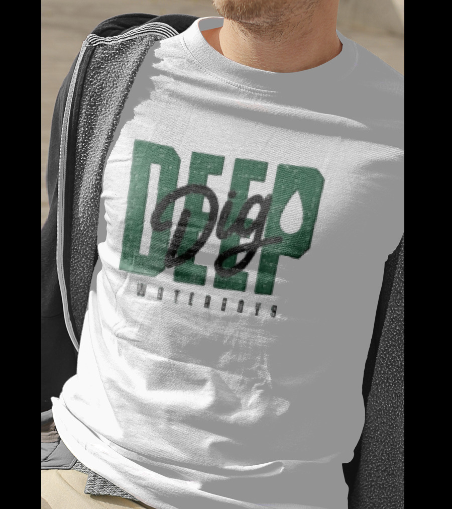 Dig Deep Waterboys Distressed Green Block Water Droplet T-Shirt