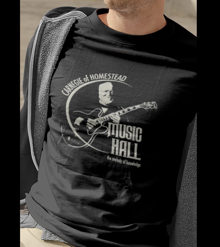 Carnegie Homestead Music Hall Stencil Archtop Guitar Sketch T-Shirt