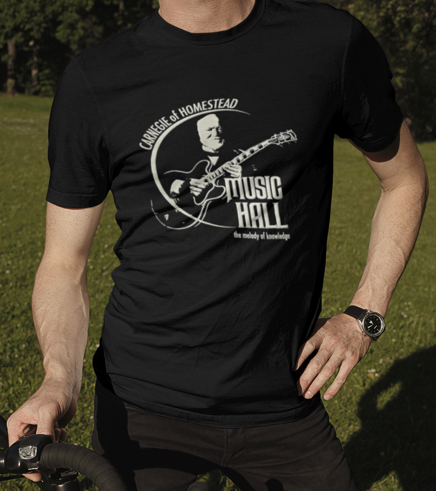 Carnegie Homestead Music Hall Stencil Archtop Guitar Sketch T-Shirt