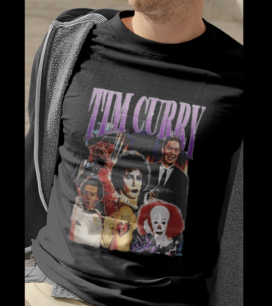 Tim Curry Dr Frank And Furter Pennywise Darkness Wadsworth Movie Roles Collage T-Shirt