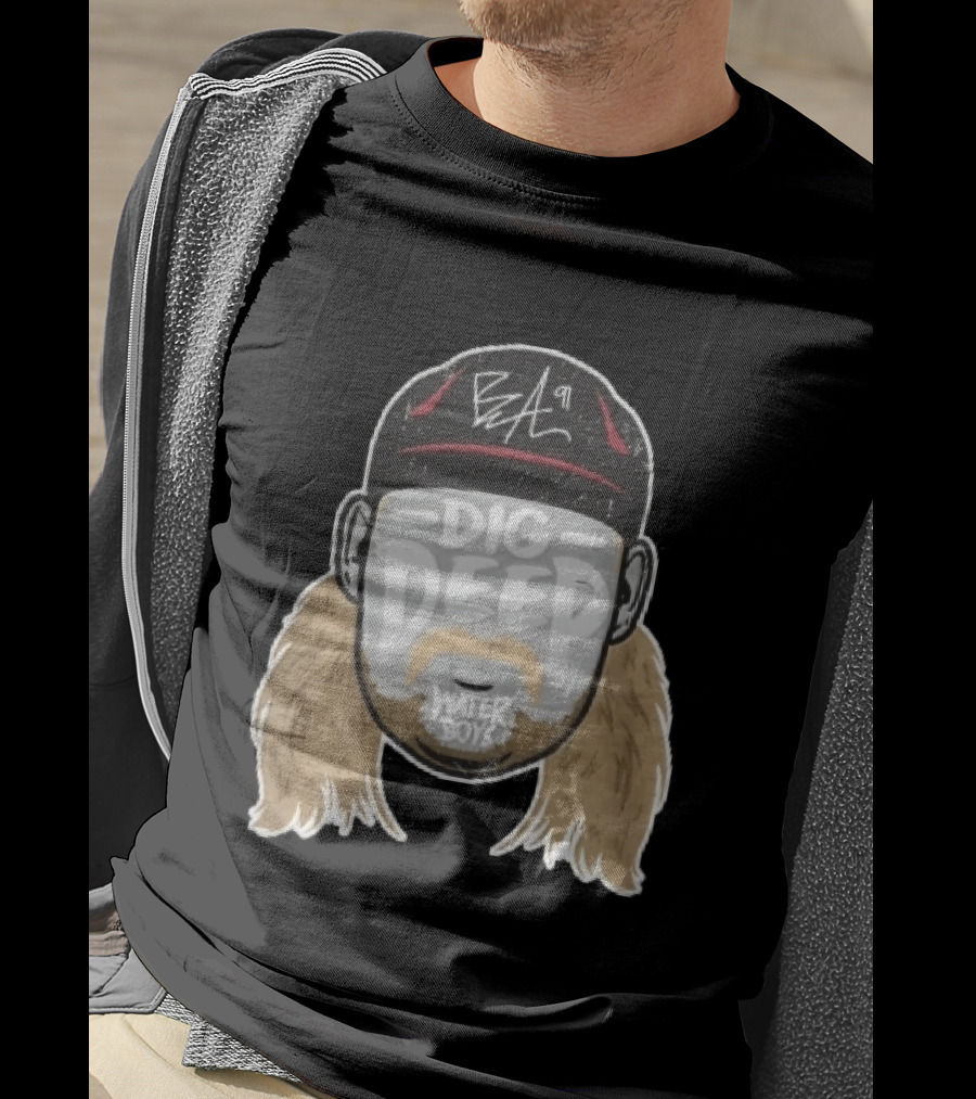 Waterboys Dig Deep Chris Long Mullet Mustache Cap Caricature T-Shirt