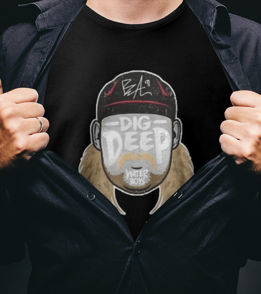 Waterboys Dig Deep Chris Long Mullet Mustache Cap Caricature T-Shirt