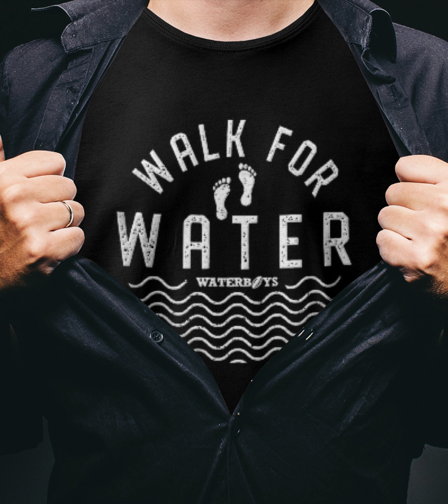 Walk For Water Bare Footprints Distressed Waves Campaign T-Shirt