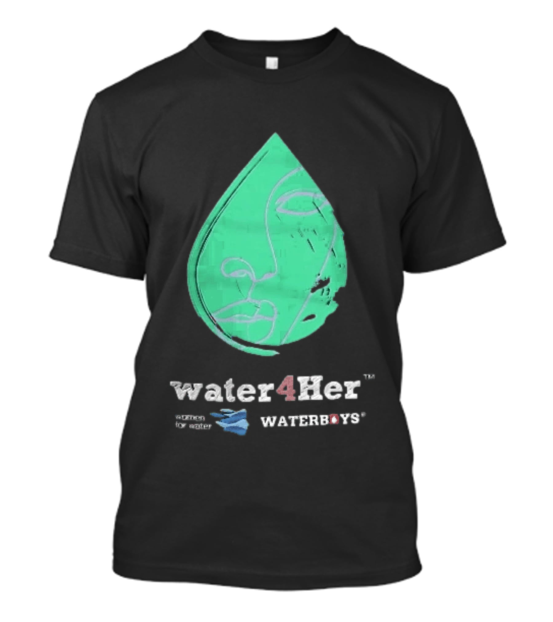 Water4Her Waterboys Green Waterdrop Line Face Women For Water T-Shirt