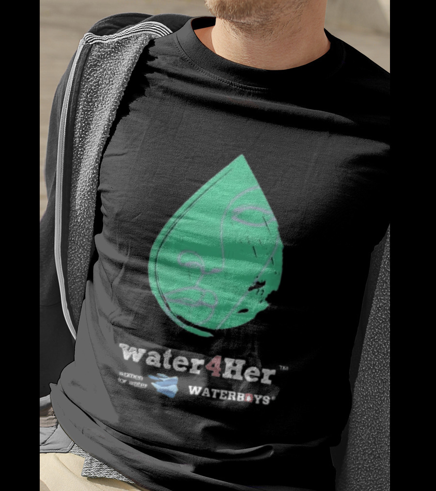 Water4Her Waterboys Green Waterdrop Line Face Women For Water T-Shirt