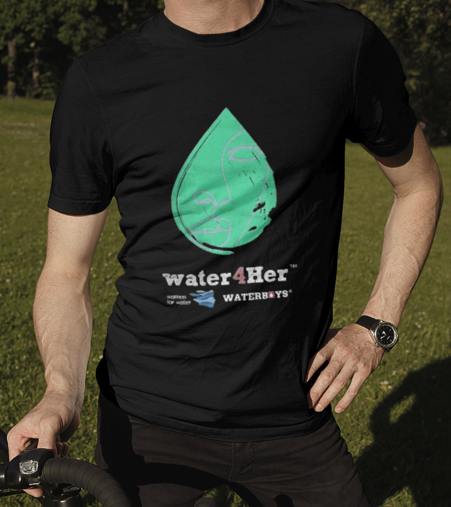 Water4Her Waterboys Green Waterdrop Line Face Women For Water T-Shirt