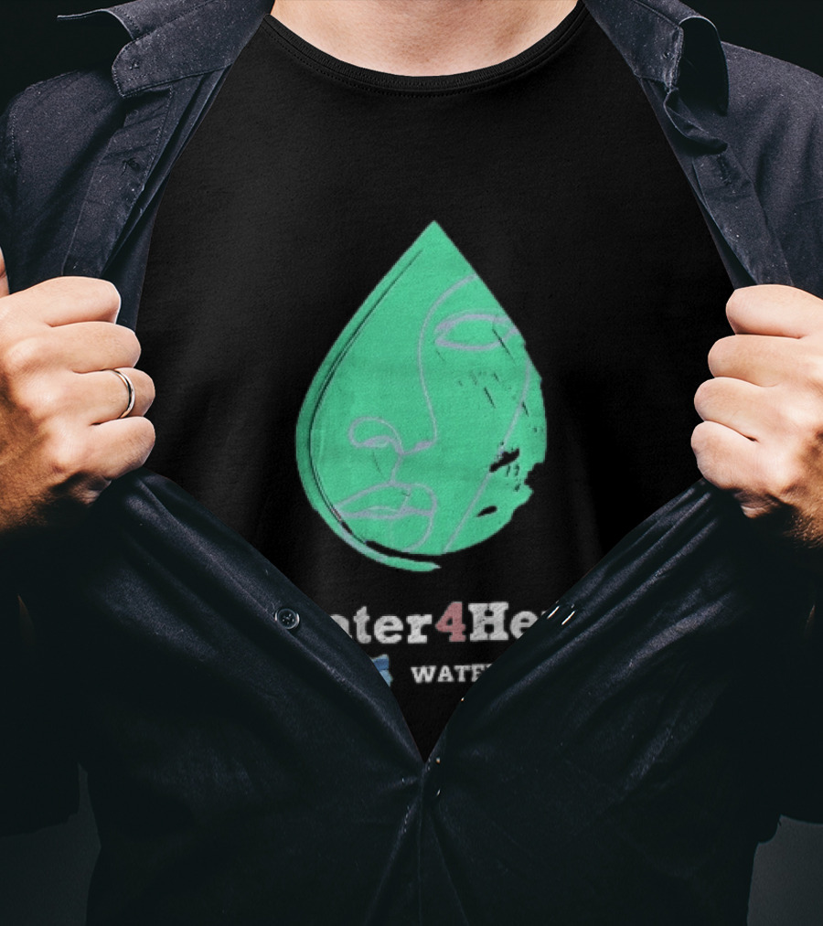 Water4Her Waterboys Green Waterdrop Line Face Women For Water T-Shirt