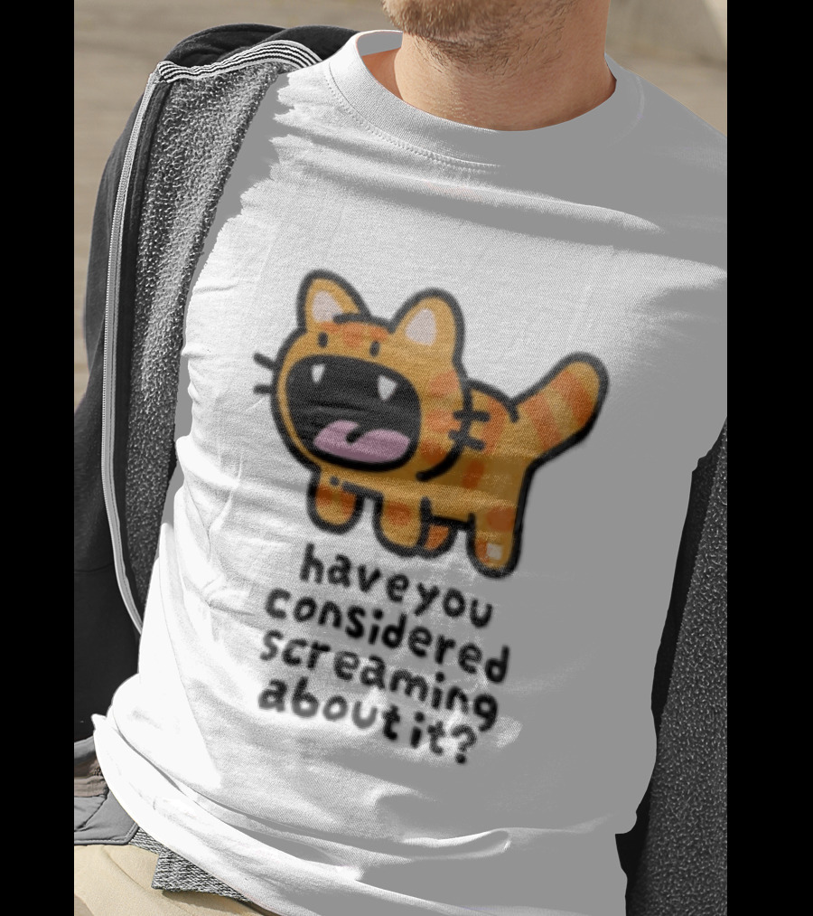 Have You Considered Screaming About It Cartoon Orange Tabby Cat Open Mouth Wide T-Shirt