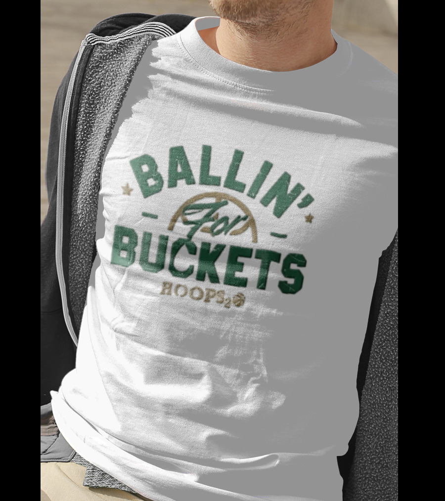 Ballin' For Buckets Hoops2o Distressed Basketball Rim Water Drop Stars T-Shirt