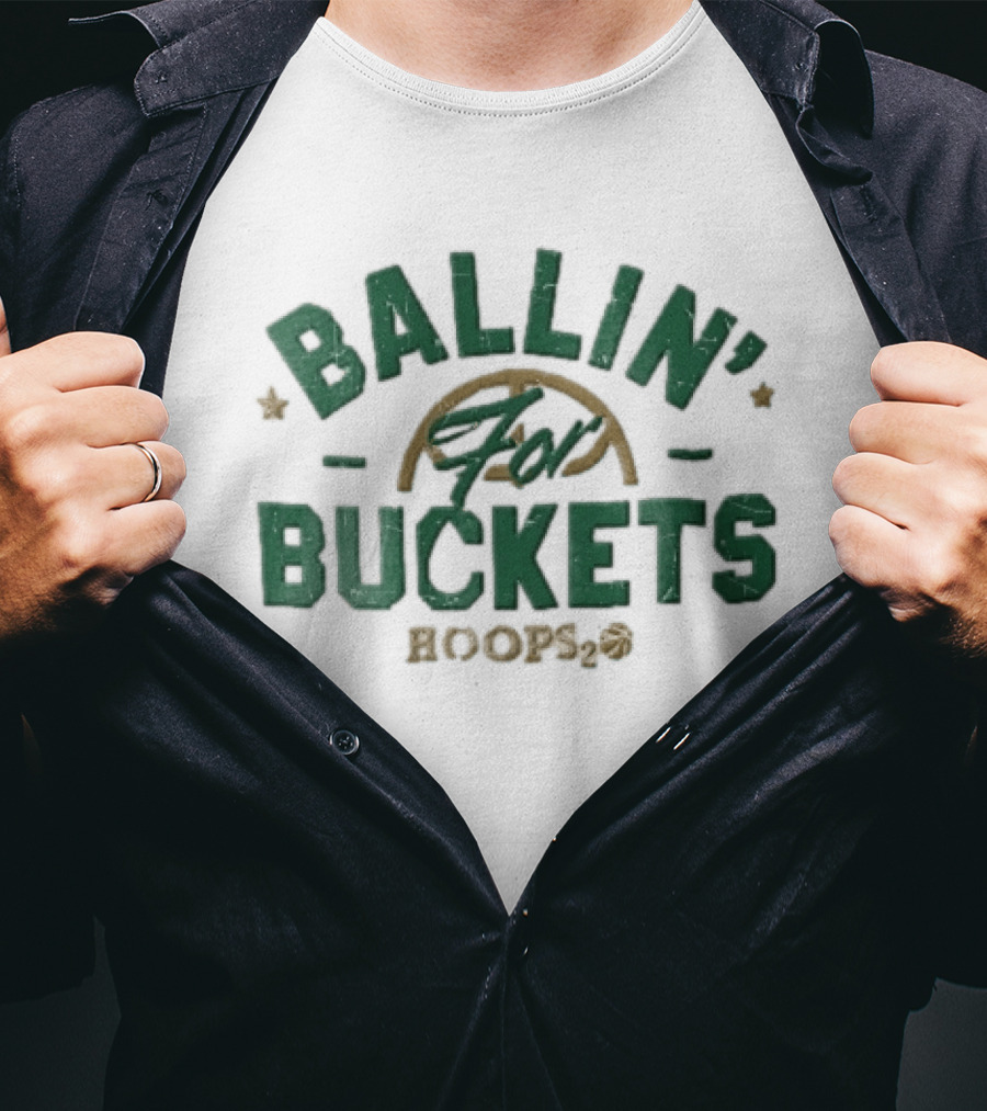 Ballin' For Buckets Hoops2o Distressed Basketball Rim Water Drop Stars T-Shirt