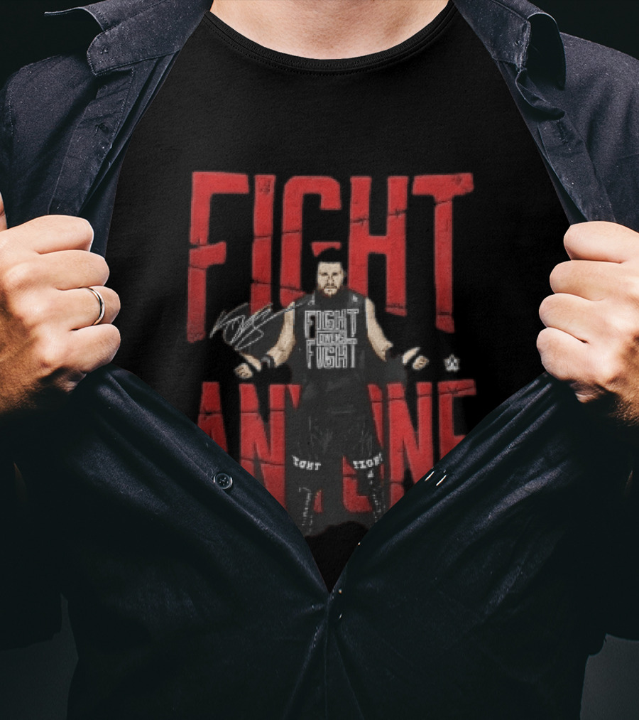 Kevin Owens WWE Fight Anyone Barbed Wire Wrestler Pose T-Shirt