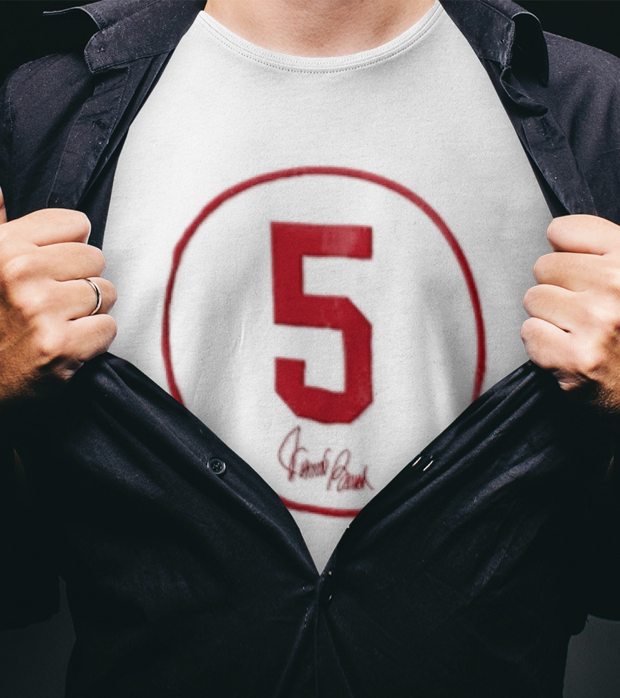 Johnny Bench Number 5 Cincinnati Reds Team Circle Signature T-Shirt