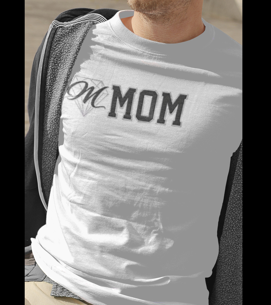 Diamond M Mom Script Varsity Block Font T-Shirt