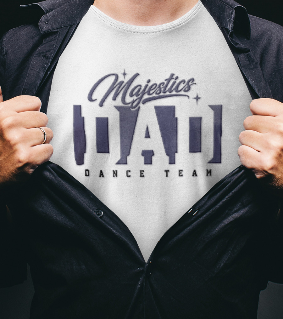 Majestics Dad Dance Team Sparkles Purple Block Lettering T-Shirt