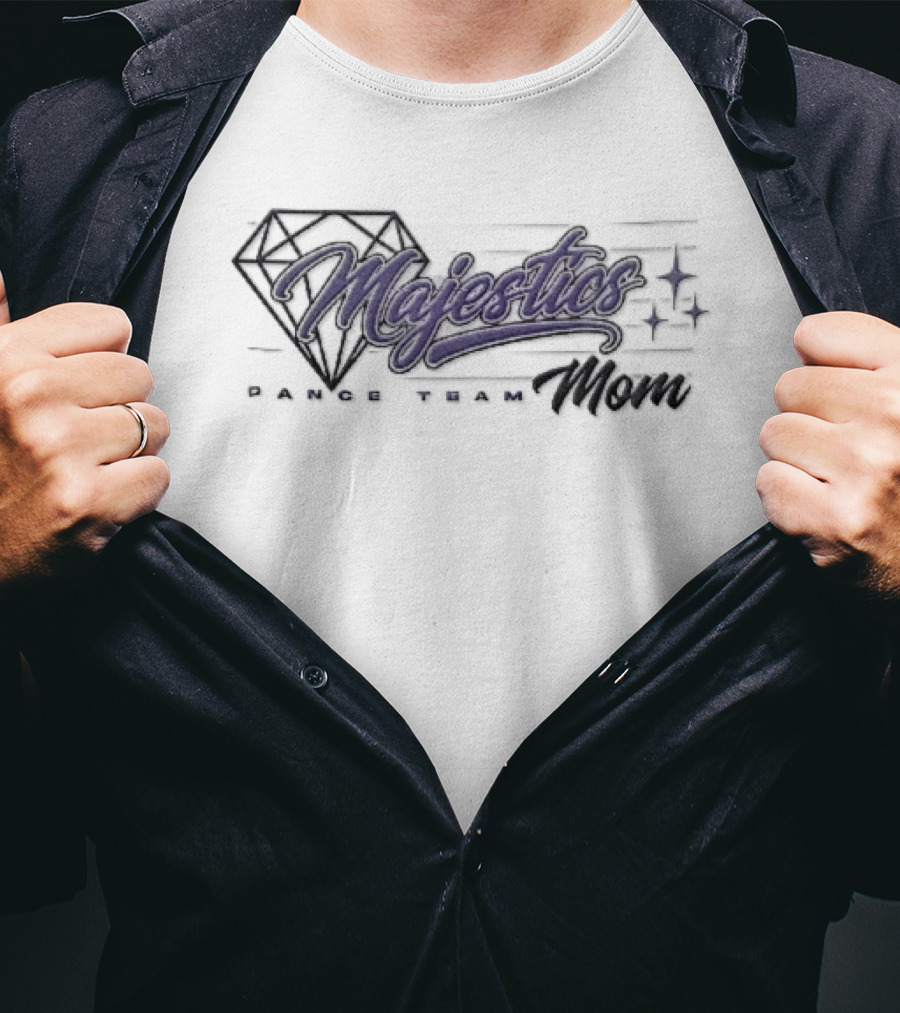 Majestics Dance Team Mom Diamond Line Sparkles Purple Script T-Shirt
