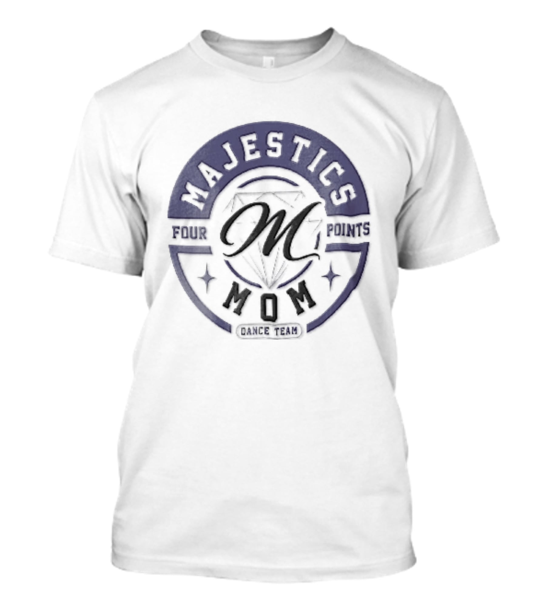 Majestics Mom Dance Team Cursive M Diamond Circle T-Shirt