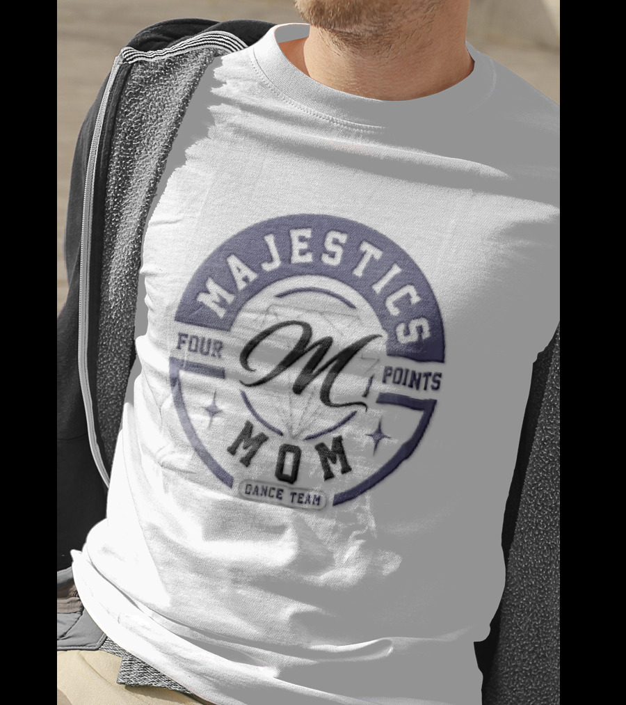 Majestics Mom Dance Team Cursive M Diamond Circle T-Shirt